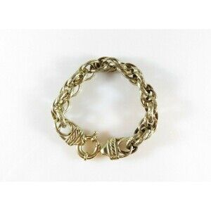 Hammered Extra Large Link Bracelet Gold Washed Sterling Silver 6 1/4" Wrist Kari